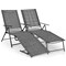 Costway 2 Piece Patio Folding Chaise Lounge Chairs with 6-Level Backrest Reclining Chairs Tan/Black/Grey